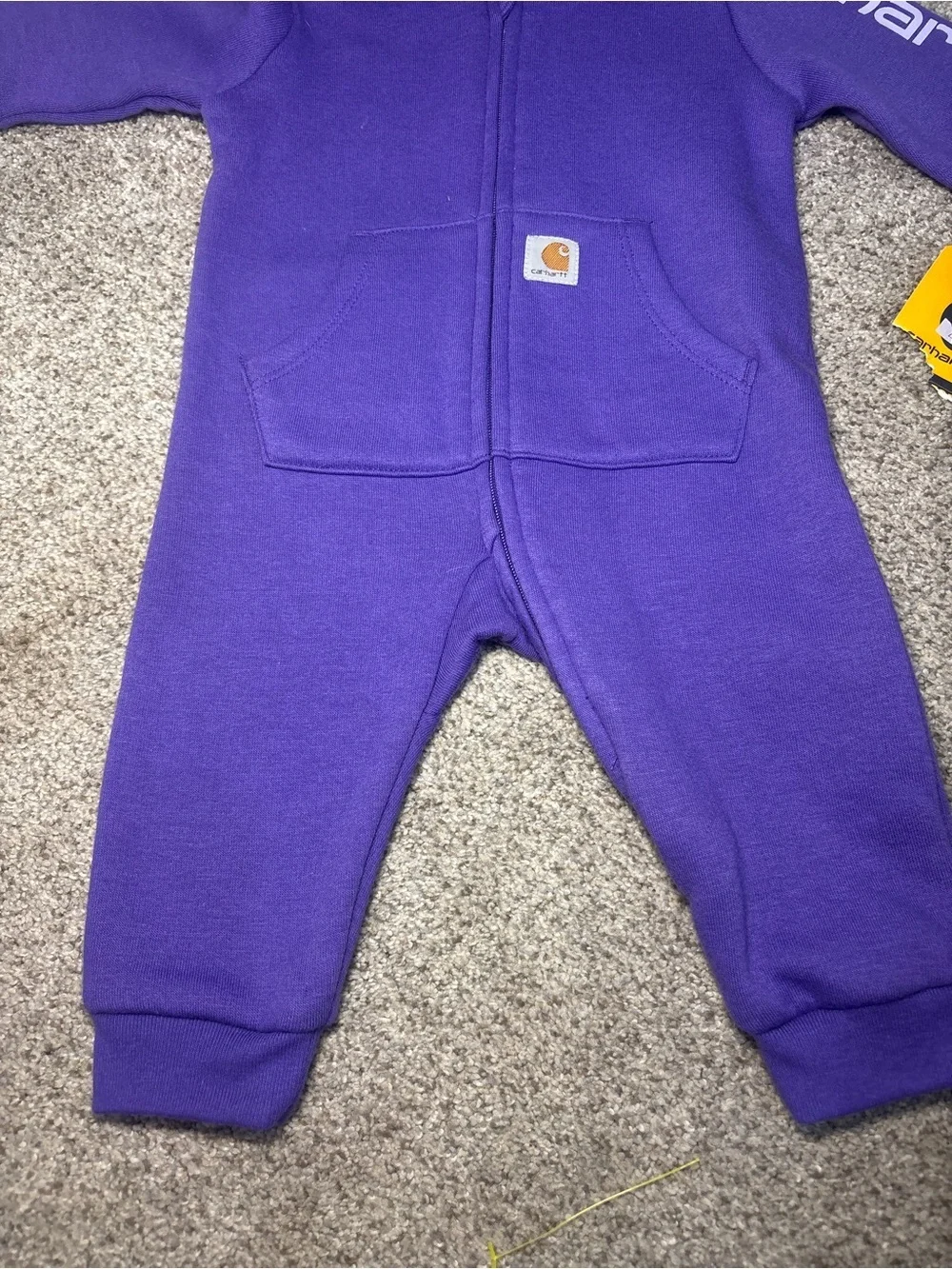 NEW! Carhartt Purple Hooded Fleece Zip-Up One-Piece Footie 3 months baby newborn